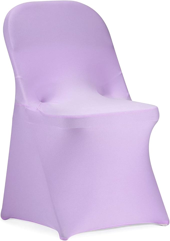 Peomeise Stretch Spandex Folding Chair Cover for Wedding Party Dining Banquet Event (Lavender,6pcs)