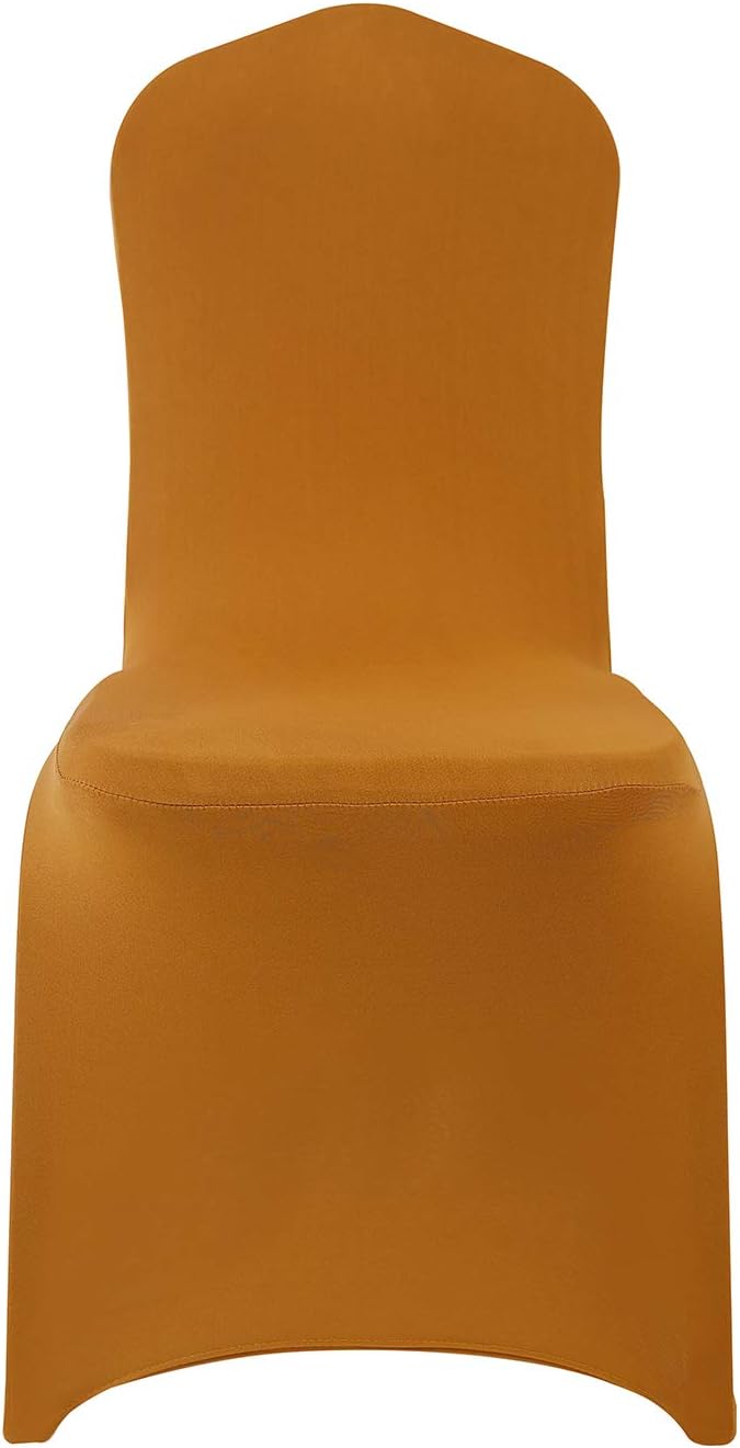 Peomeise Stretch Spandex Chair Cover for Wedding Party Dining Banquet Event (Gold, 25)