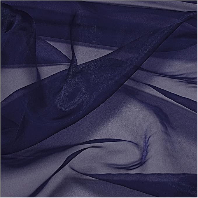 MDS Pack of 35 Yard Sheer Organza Fabric for Wedding Party Home Event Banquet Decorations, Backdrop Curtain Craft Dress Sewing Fashion DIY Crystal Organza Tulle Fabric Bolt 44” Wide - Navy Blue