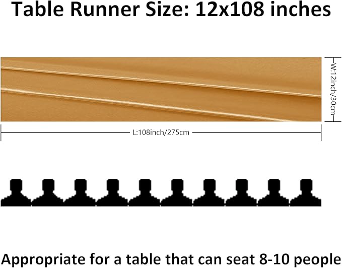 12Pack Table Runner 12 x 108 Inches Satin Silk Table Runner for Wedding, Birthday Party, Banquets, Graduations Decoration, fit Rectange and Round Table-Gold