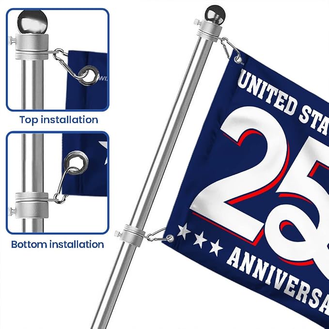 FLAGWIX American 250 Years Anniversary Flag - Polyester Double-sided Yard Flags For Outside Grommet Flag, 4x6 ft - 4th of July Decorations for Home Yard Garden Decor Banner, Gifts For Men Women