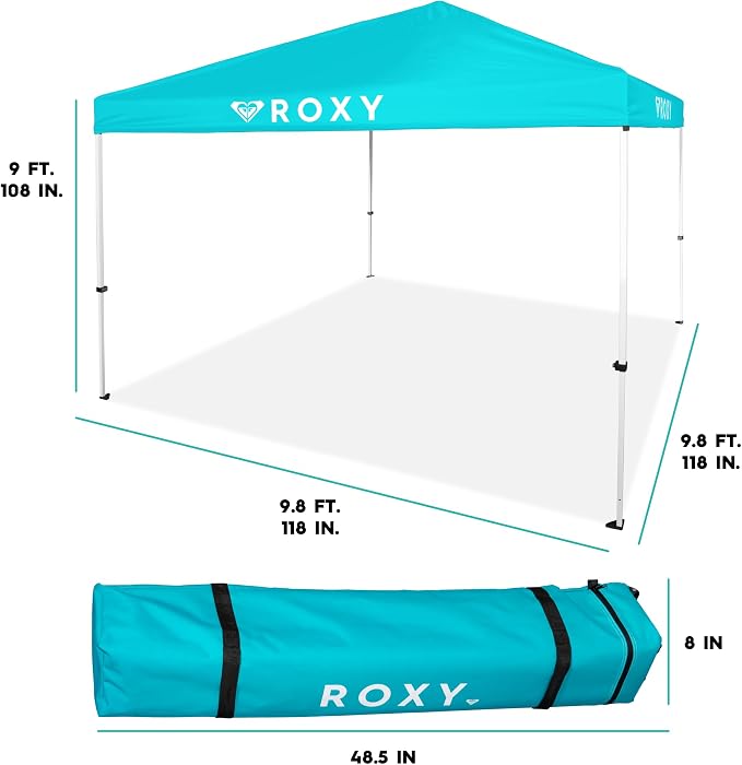 Roxy 10x10 Pop Up Canopy – UPF 50+ Outdoor Beach Tent with One-Push Setup – Portable Shade Shelter for Beach, Tailgate, Festivals, Camping – Water-Resistant Folding Gazebo with Wheeled Bag