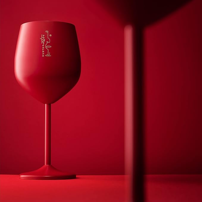 Gusto Nostro Valentine’s Day Gift Stainless Steel Wine Glass – 18 oz Red, Unbreakable Colorful Wine Glasses for Travel, Camping and Pool – Fancy Unique Metal Wine Glass for Outdoor, Picnics (Set of 2)