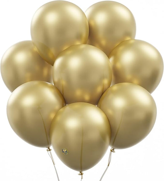 AFTERLOON® Biodegradable Balloons Gold 12 Inch 100 Pack, Matte Color Thickened Extra Strong Latex Helium Float, for Baby Shower Gender Reveal Garland Arch Wedding Kids Birthday Party Decorations