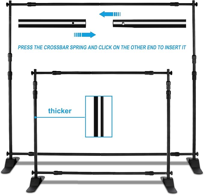 AkTop 10 x 8 ft Heavy Duty Backdrop Banner Stand Kit, Adjustable Photography Step and Repeat Stand for Parties, Portable Trade Show Photo Booth Background with Carrying Bag