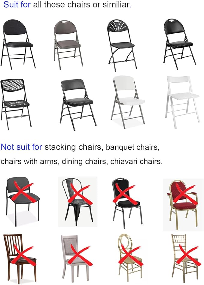 WELMATCH Black Spandex Folding Chair Covers - 50 PCS Special Events Wedding Party Decoration Stretch Elastic Chair Covers (Black, 50)