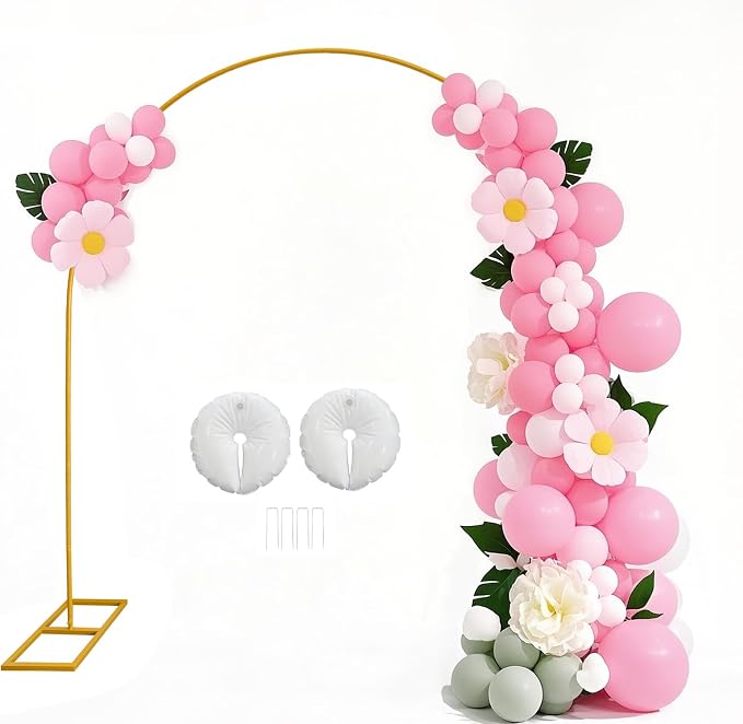 Metal Wedding Arch Stand for Ceremony Large Backdrop Stand Arch Frame with Base for Birthday Party Baby Shower Balloon Arch Decorations in 2.4x2.8m