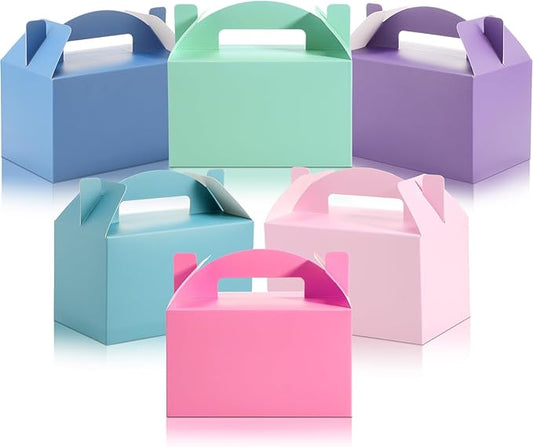 Skyygemm 24 Pcs Graduation Party Favor Gable Boxes Colorful Paper Treat Goodie Candy Cake Gift Box for Summer Birthday Wedding Party Decorations, 6 x 3.5 x 3.5 Inch(Mermaid)
