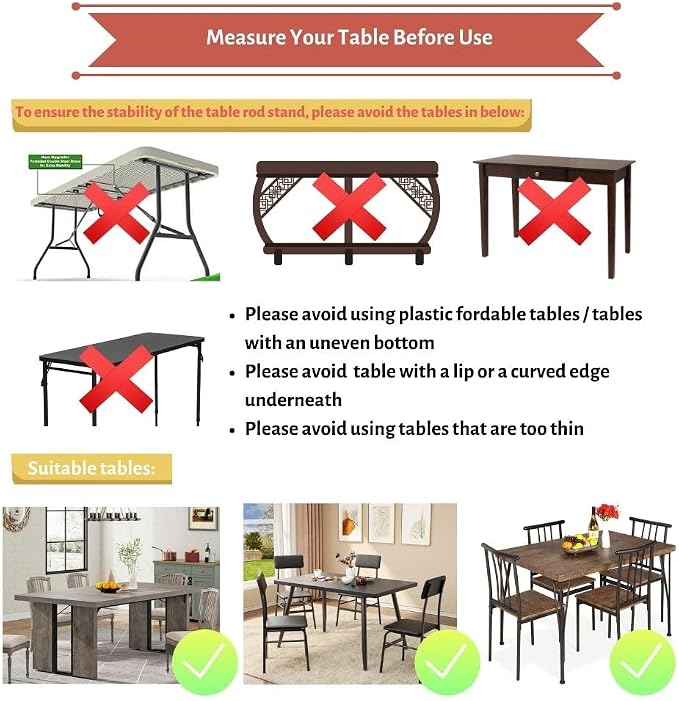 Over The Table Rod Stand with Clamps 49-102" Adjustable Metal Balloon Arch Stand Flower Table Arch Suitable for Birthday,Party,Wedding,Halloween,Xmas Decoration,Black