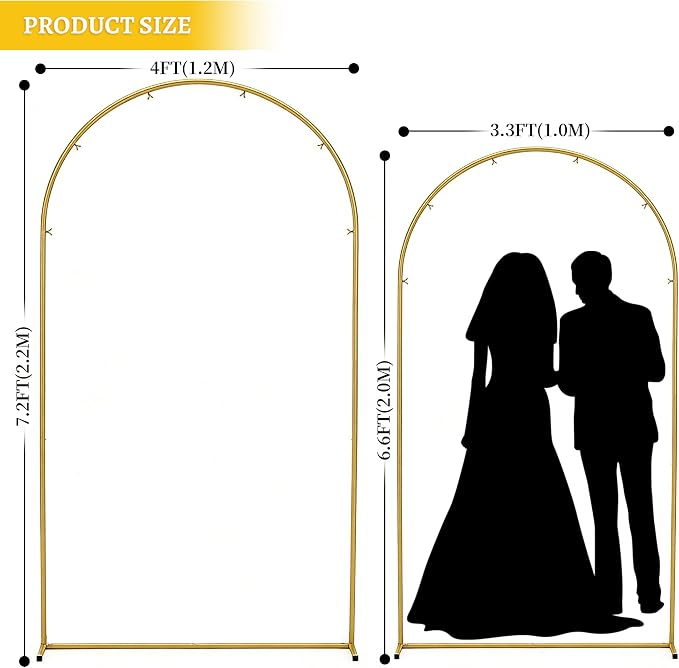 Arch Backdrop Stand, Upgraded Metal Arch Backdrop Stand 2PCS (7.2ft, 6.6ft)