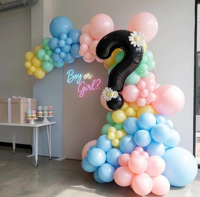 Pastel Balloon Arch Double Stuffed Pink Yellow Blue Green Balloons Different Size for Colorful Spring Princess Unicorn Easter Happy Birthday Baby Shower Party Decorations