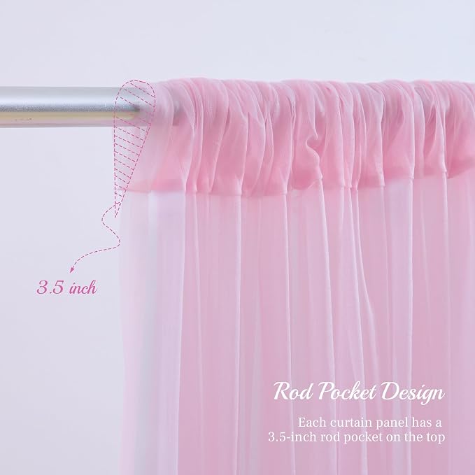 20ft X 10ft Baby Pink Tulle Backdrop Curtain for Parites, Sheer Photo Backdrop Curtains Fabric Drapes for Wedding Baby Shower Birthday Party Bridal Girl Shower Background Decorations