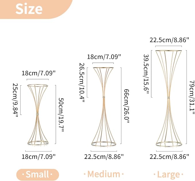 NUPTIO 10 Pcs Gold Centerpieces for Table, 19.7in Tall Metal Flower Trumpet Vase, Gold Vases for Centerpieces, Artificial Flower Display Rack for Birthday Party Dinner Event Hotel Home Decor