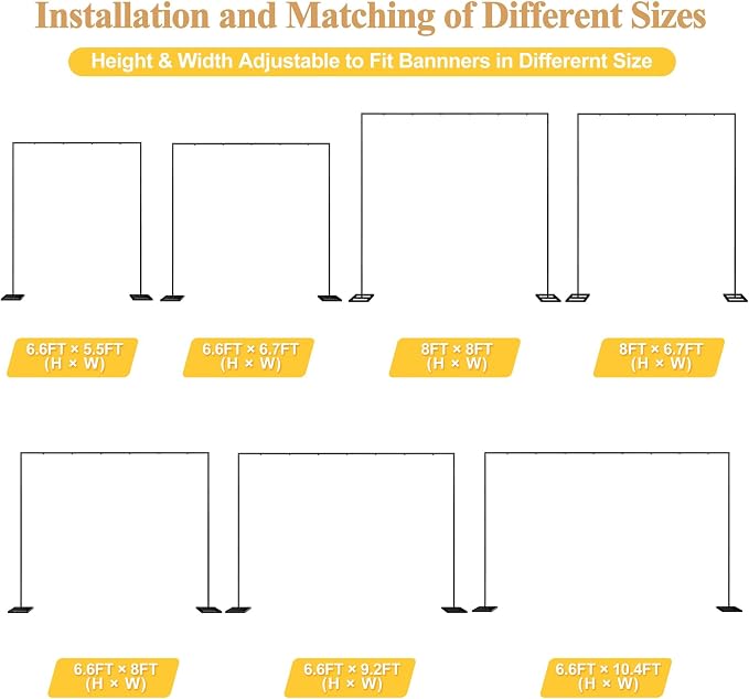 Wokceer 8FT x 8FT Backdrop Stand Heavy Duty Pipe and Drape Kit, Adjustable Square Black Backdrop Stand Metal for Wedding Birthday Party Photo Shoot Background