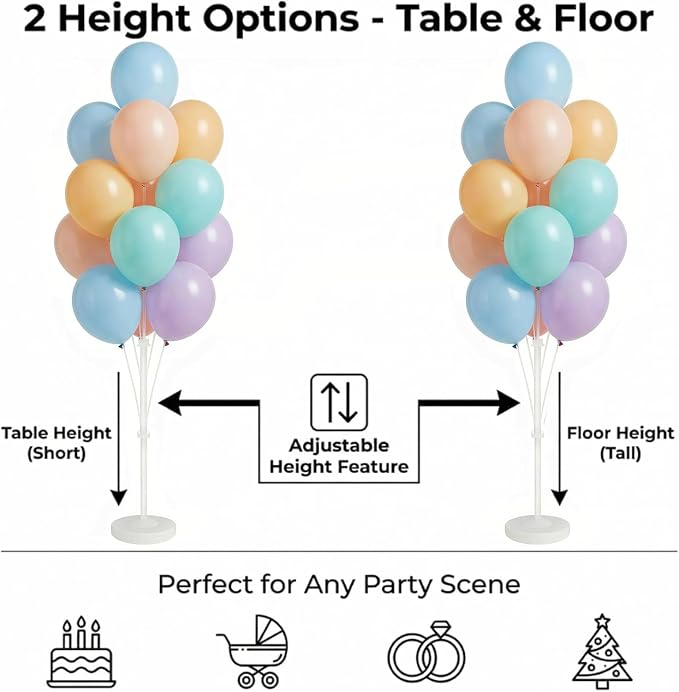 Balloon Column Stand Kit with Balloons, Base and Pole, Balloon Column Kit for Floor or Table Backdrop Decoration for Party Wedding Baby Shower Birthday Graduation (Warm Color)