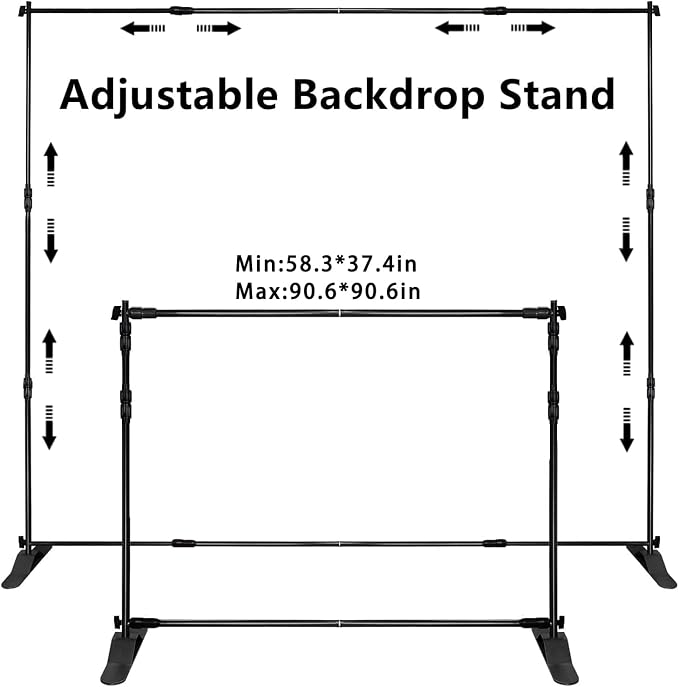 Backdrop Banner Stand 8 x 8 Ft Heavy Duty Adjustable Step and Repeat Stand Booth Banner with Carrying Bag for Parties, Trade Show, Photo Booth, Wall Exhibitor Background