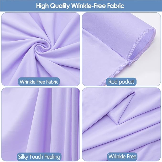 30x10ft Wrinkle Free Lavender Backdrop Curtain for Parties Soft Fabric Drapes Wedding Curtain Backdrop for Birthday Party Decorations Background for Photography 5x10ft,6 Panels