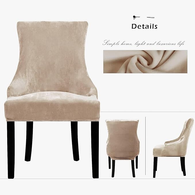 Lellen Stretch Wingback Chair Cover Slipcover - Reusable Wingback Side Chair Slipcover,Dining Chair Covers,Arm Protector Seat Covers for Dining Room Banquet Home Decor(Taupe, 4PC)