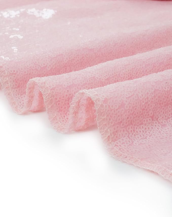 Eternal Beauty Pink Tablecloth, 120 Inch Round Sequin Tablecloth for Mother's Day Party Cake Dessert Table Exhibition Events