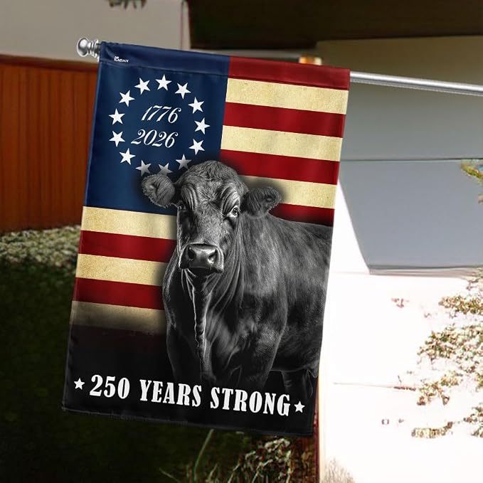 FLAGWIX 250 Years Anniversary Cattle Flag - Polyester Double-sided Yard Flags For Outside House Flag (29.5" x 39.5") - 4th of July Decorations for Home Yard Garden Decor Banner, Gifts For Men Women