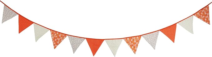 Halloween Pennant Banner, 1 Pack 12 Flags Vintage Halloween Banner Decor Fabric Bunting Flags Orange Garland Fall Decor (Style 2)