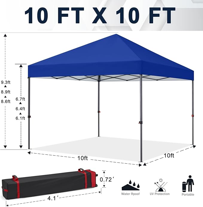 COOSHADE Durable Instant Canopy 10x10Ft(Blue)