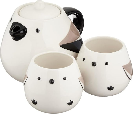 SAN3292 Cute Tableware Teapot & Tea Cup Set, Shimaenaga Parent and Child, 20.3 fl oz (600 ml), 6.1 fl oz (18