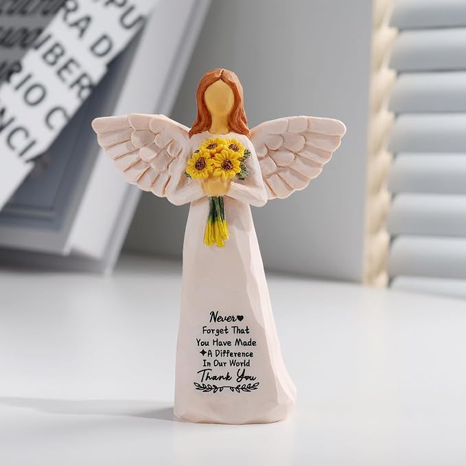Kohehe Thank You Gifts for Women,5.5'' Handmade Angel Figurine Sunflower Gifts for Women,Employee Appreciation Gift,Appreciation Gift for Teacher Coworkers Boss Lady