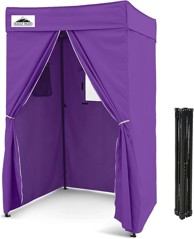 EAGLE PEAK 4x4 Pop Up Changing Tent, Flat Top Changing Room, Purple | Portable, Privacy Tent, Pool Cabana, Dressing Room, Shower & Toilet Use, Opaque Fabric, Instant Setup, Photoshoots, Camping
