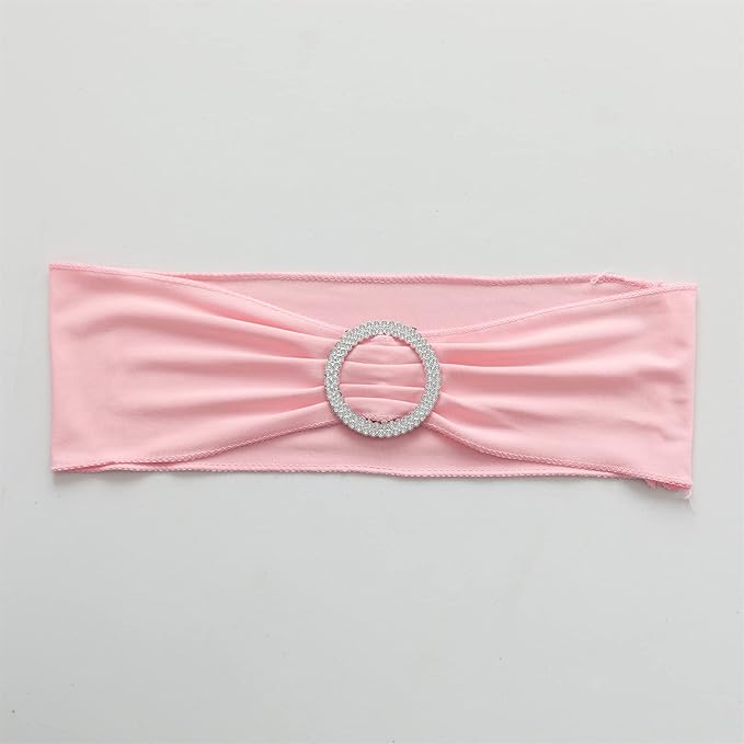 Spandex Chair Sashes Bands 100PCS Stretch Chair Cover Ties Bows with Buckle Slider Wedding Party Reception Banquet Decoration (Pink)