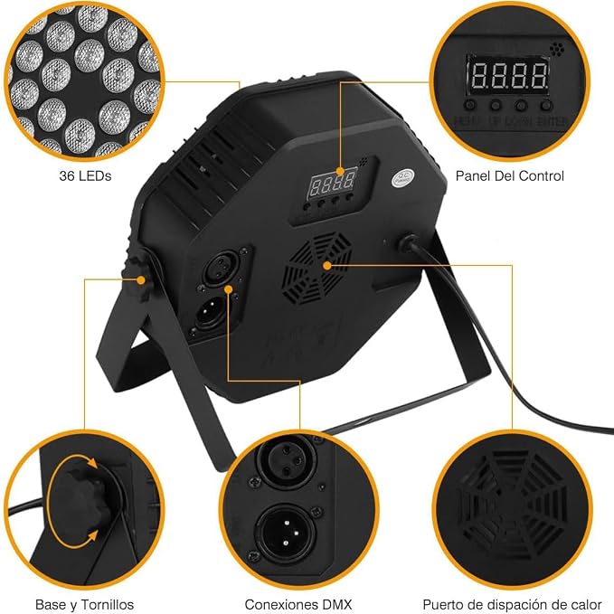 36LED Par Lights DJ Stage Light Corded RGB with Sound Activated Control Uplighting for Wedding Party Club Christmas Stage Lighting Apparatus, 2-Packs(DJ - Light)