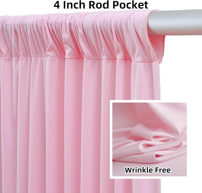 50ftx12ft Baby Pink Backdrop Curtains for Wedding-Wrinkle Free Backdrops Curtain Drapes Fabric Decorations Photo Back Drop Cloth for Baby Shower Photography Stage Reception 10Panels 12ft(H) x 5ft(W)