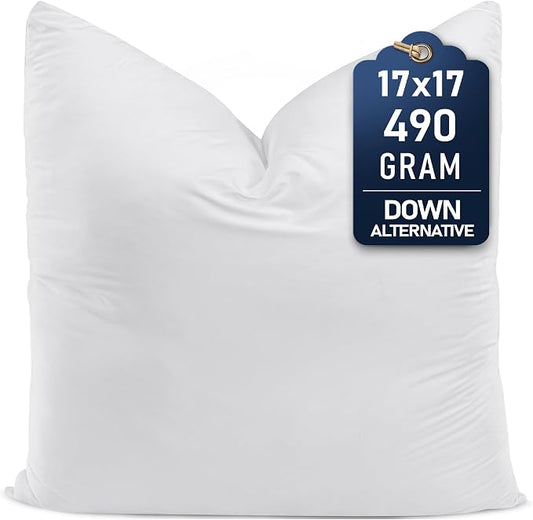 Utopia Bedding Throw Pillows (Set of 1, White) – 17 x 17 Inches Down Alternative Pillows for Bed, Sofa, and Couch - Fluffy Decorative Stuffer Pillow for Indoors & Outdoors