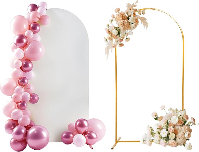 Metal Arch Backdrop Stand and Cover Set, 6.6 FT Metal Balloon Arch Backdrop Stand for Birthday Party Baby Shower Wedding Ceremony Event Decorations