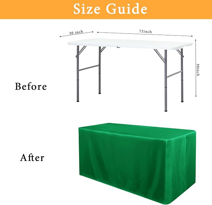 Obstal 2 Pack Green Table Clothes for 6 Foot Rectangle Tables - Water Resistant Washable Fabric Polyester Rectangle Table Cover Protector for Wedding, Banquet and Trade Shows, 72L x 30W x 30H Inches