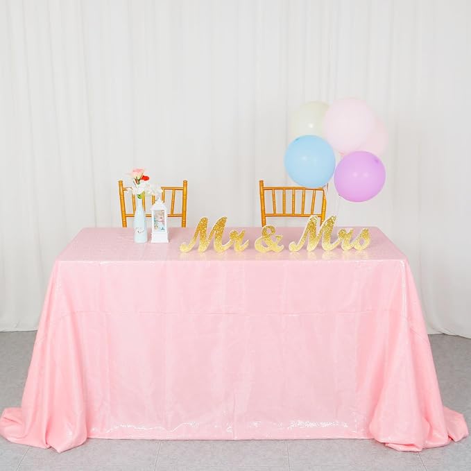 ShiDianYi Rectangle Tablecloth Pink Sequin Tablecloth 90x132-Inch Sequined TableCover Overlay for 6FT Table Baby Pink Sequin Table Cloths Glitter Tablecloth for Party/Wedding/Baby Shower