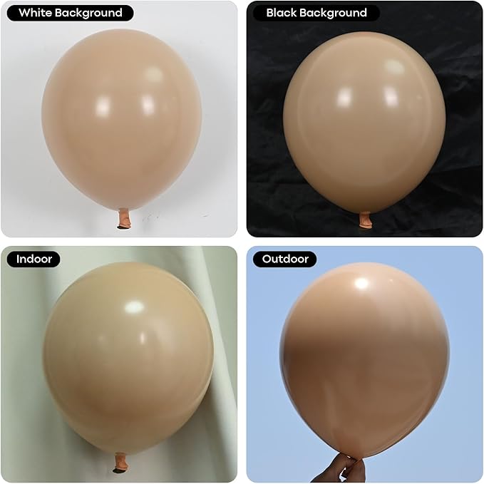 Nude Balloons Double Stuffed, Different Sizes Tan Brown Balloon Garland Arch Kit, 18 12 10 5inch Beige Neutral Apricot Latex Helium Balloons for Teddy Bear Birthday Boho Baby Shower Party Decorations