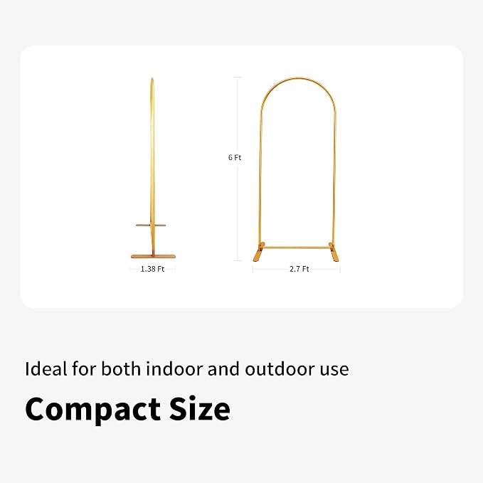 Quick Assembly Aluminum Alloy Arch Backdrop Stand, Lightweight & Sturdy for Weddings, Baby Showers & Birthday Parties, 6FT x 2.7FT Balloon Frame with Elastic Cord Design