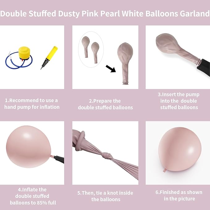 Dusty Pink White Balloon Garland Arch - Double Stuffed White Pearl Balloons for Neutral Wedding Baby Shower Engagement Birthday Party Decorations