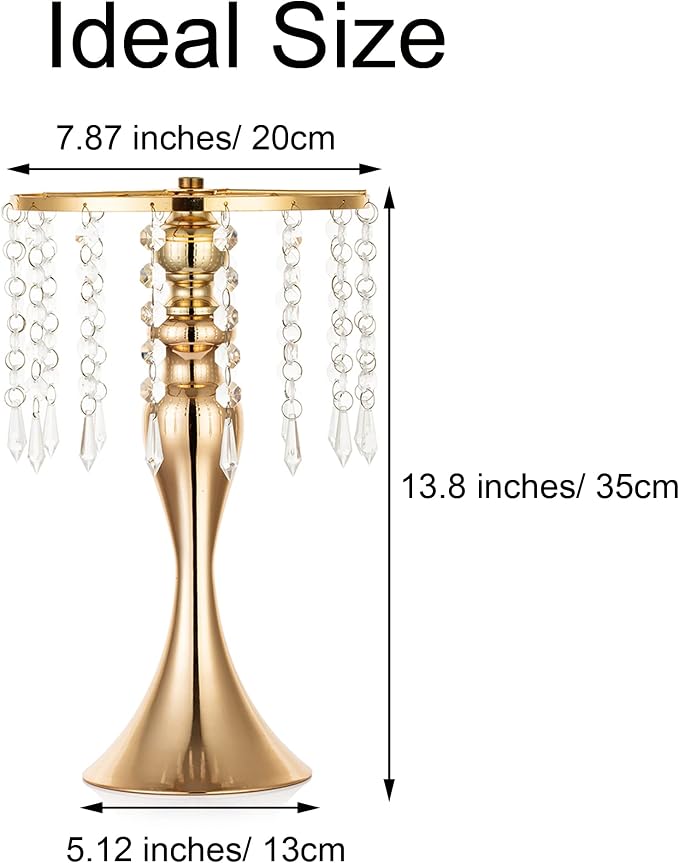 Gold Vase Stand Table: 13.8in Wedding Centerpieces, Set of 10 | High End Crystal Design Vase Stand for Wedding Party Reception Birthday Event Home, Tall Table Center Piece