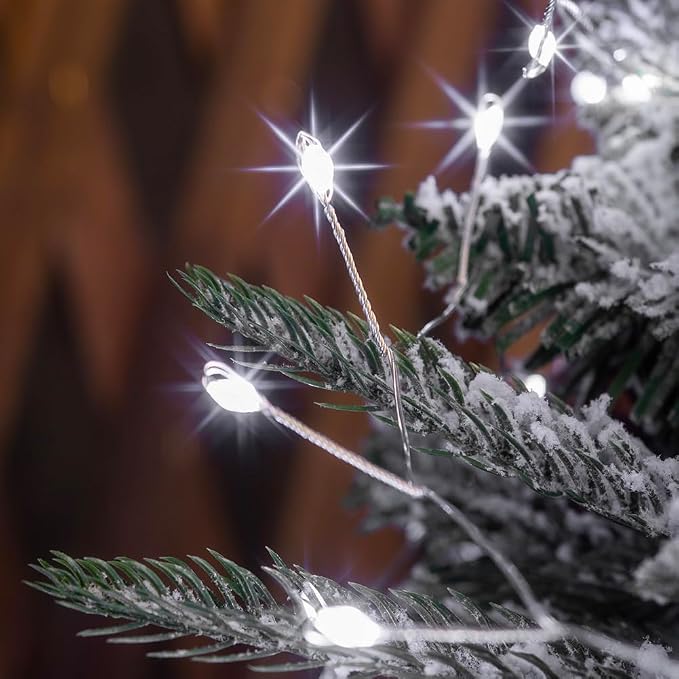 Fairy Lights Plug in, 50 Feet 500LED Cool White Silver Wire Firecracker Firefly Lights with Remote, Waterproof Copper Wire Lights for Bedroom Wreath Window Wedding Christmas Tree Decoration