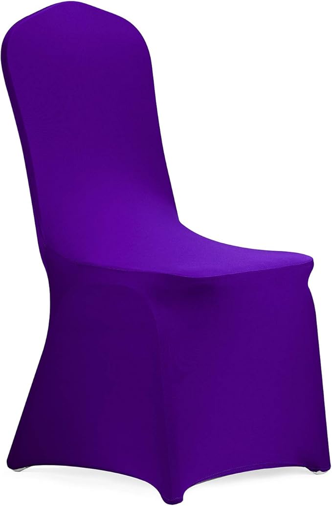 Peomeise Stretch Spandex Chair Cover for Wedding Party Dining Banquet Event (Purple, 25)