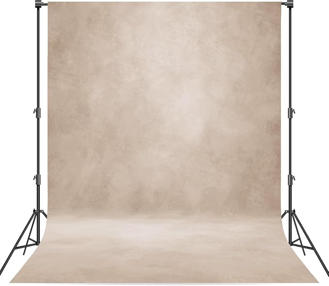 Abstract Professional Photography Backdrop for Portrait Photo Props Booth Background Photoshoot Studio with Polyester Fabric Roller Pocket on Top (8x14ft,Beige,No Stand)