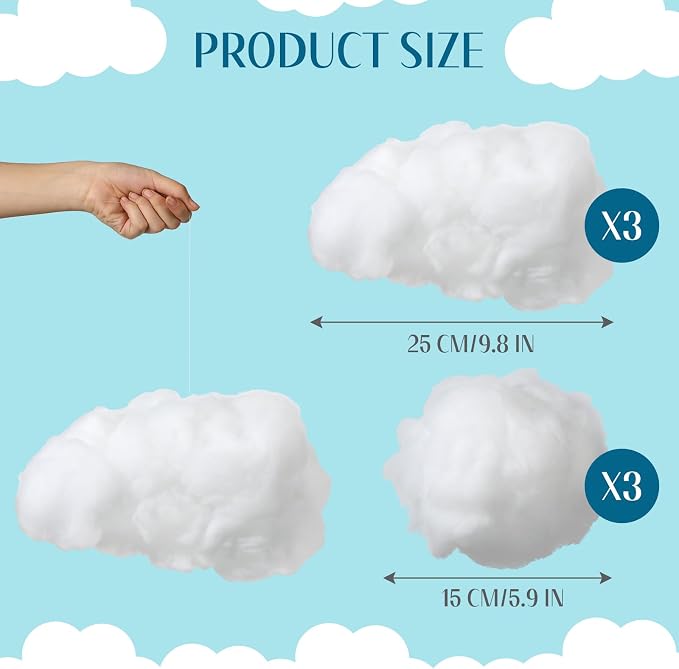 Amyhill 30 Pcs Artificial Cloud Raindrop Props 6 Pcs 3D Fake Clouds 24 Raindrop Garlands Room DIY Decorative Hanging Ornament Blue Hanging Rain Drops Decor for Baby Shower Birthday Wedding Party