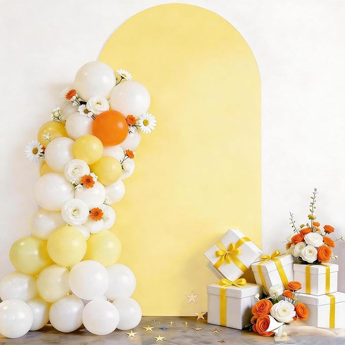 Yellow 6FT Arch Backdrop Cover, Yellow Chiara Backdrop Cover, Background Stand Covers, Arch Stand Covers for Birthday Wedding Party Decoration