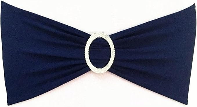 Wedding Navy Blue Chair Sashes 100 Pack Spandex Chair Bands with Buckles Dark Blue Chairs Bows for Party Birthday Bridal Shower Engagement Anniversary Outdoor Event Decorations