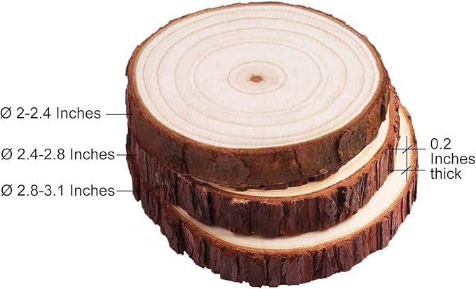3 Inch Wood Slices Wooden Discs for Crafts, 45 Pcs 2.8-3.1 inches