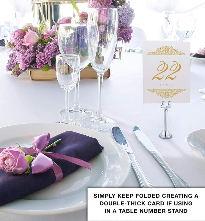 Paisley Wedding Table Numbers (Select Color/Quantity), Champagne, Gold, 1-100, Double Sided, Tent or Use in a Stand, Great for Parties & Restaurants - Made in the USA