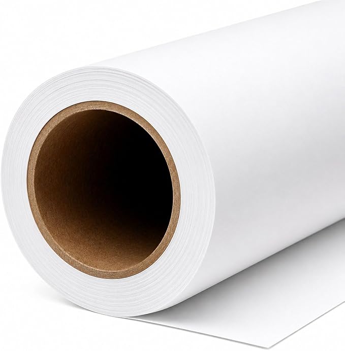 Yizhily Seamless Photo Photography Background Paper Backdrop Paper Roll for Photoshoot and Videos, 82" x16', Arctic White