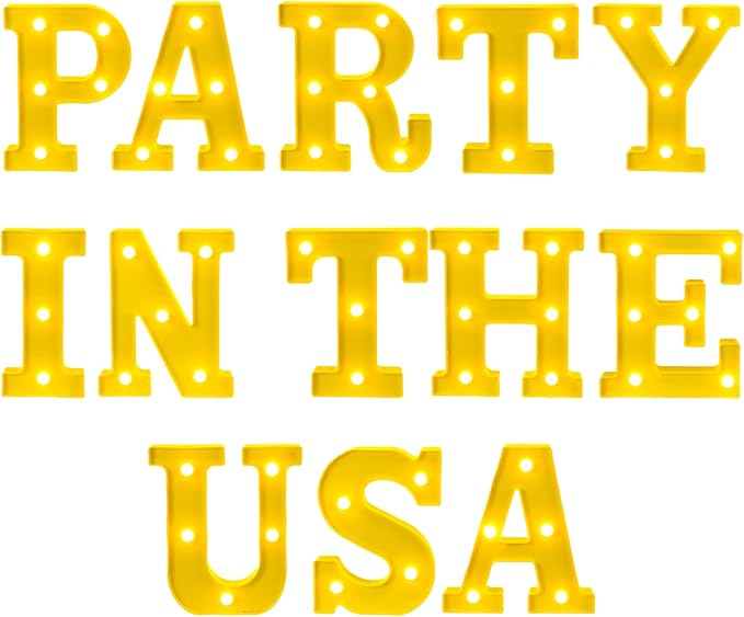 Honoson 13 Pcs 4th of July Decorations Party in The USA Lights up Signs 250th Patriotic Table Decor Set for Independence Day Veterans Patriotic Party Decorations